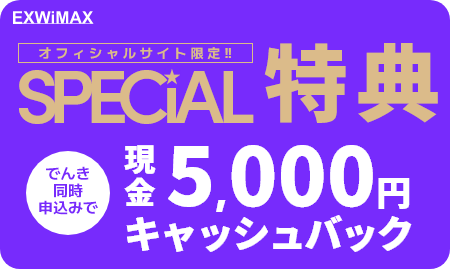 でんき同時申込みで5,000円キャッシュバック